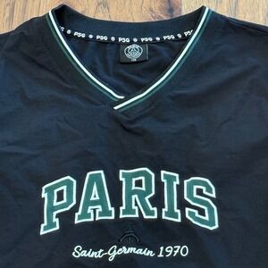 Paris Saint-Germain PSG Windbreaker Vest Mens Black Green V-Neck Pullover 175